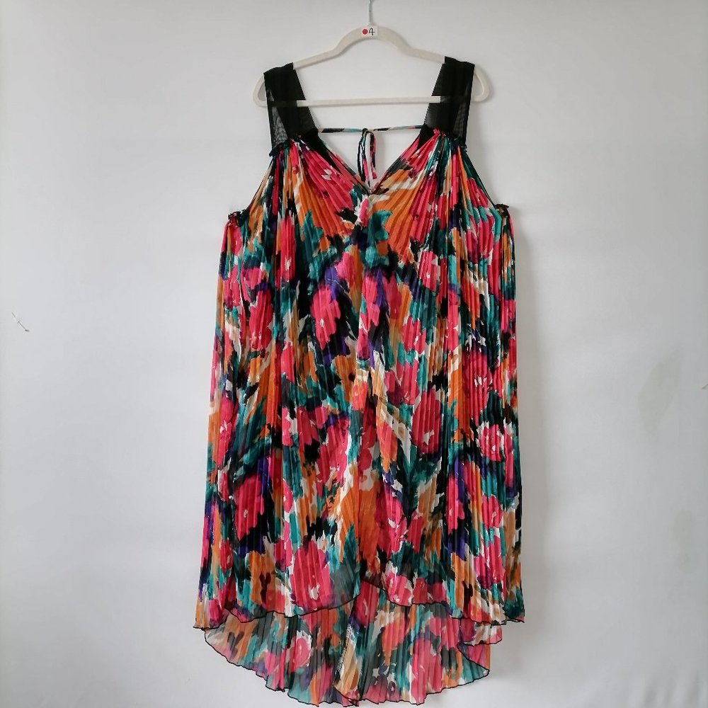 Allen B. By Allen Schwartz Womens Multicolor Floral Pleated Hi-Low Dress Size 16